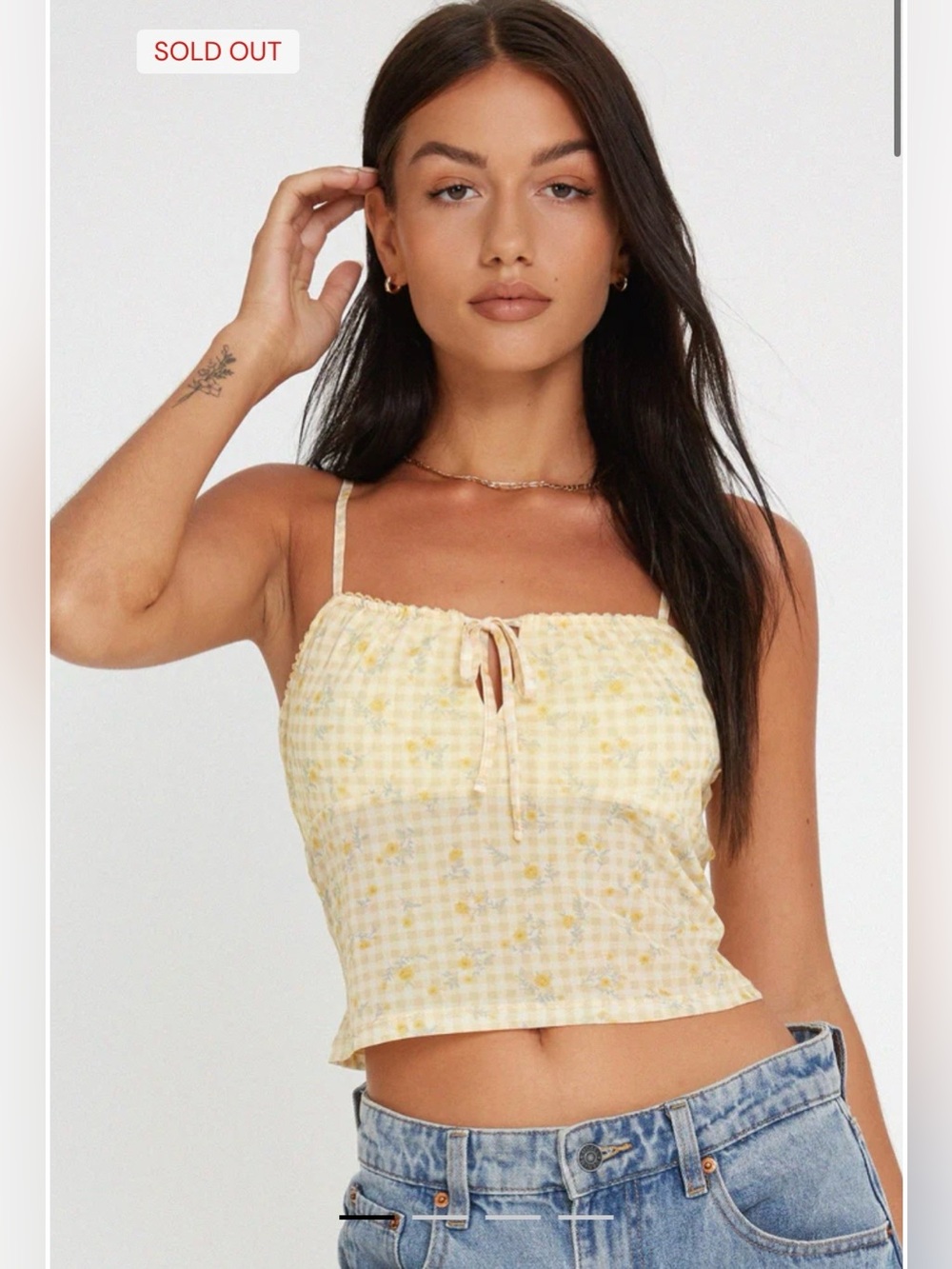 Tiava Cami Top In Gingham Floral Yellow, M